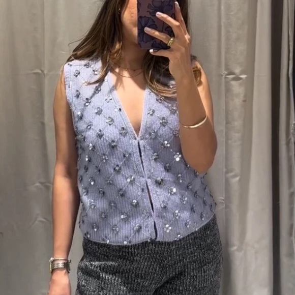Zara NWT beaded knit vest top 5063/827 - Picture 9 of 9
